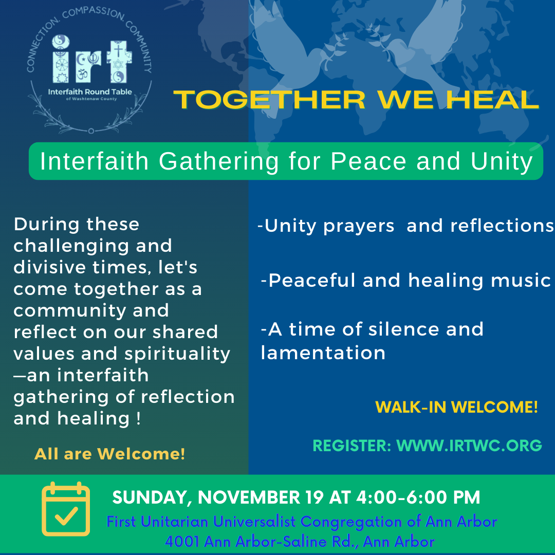 Together We Heal Interfaith Gathering for Peace and Unity flyer